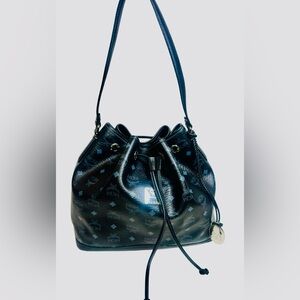 MCM Black Visetos Bucket Bag – Silver Hardware